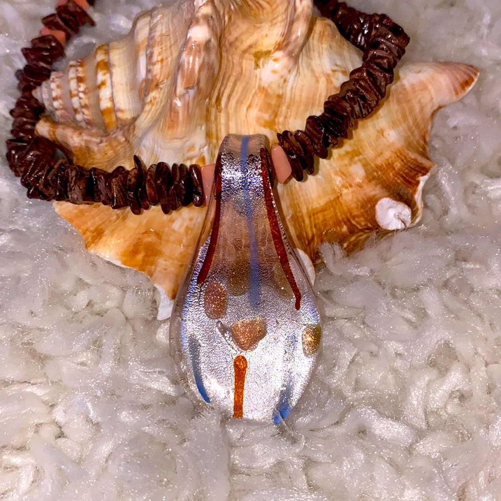 Coral, Shell and Glass necklace - one of a kind!